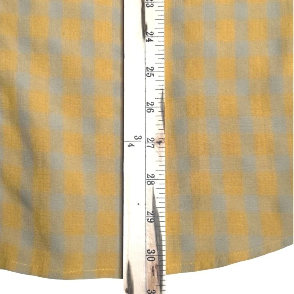 The North Face AH6S Short Sleeve‎ Gingham Hiking Shirt Yellow Gray Men's Large